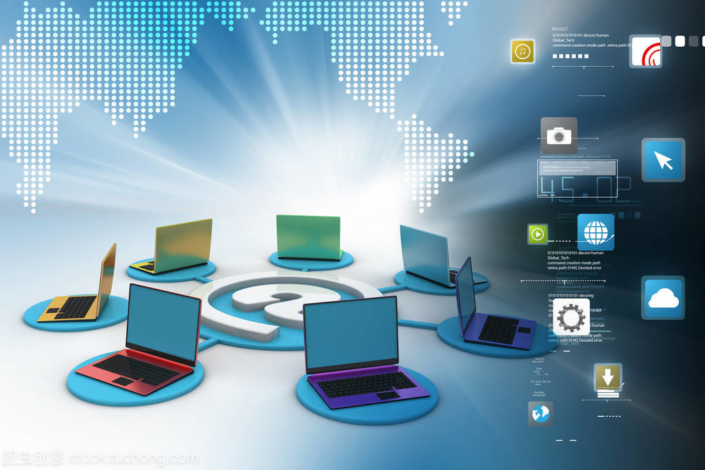 電子郵件符號與3D筆記本電腦插圖 電子與網絡科技的視覺敘事